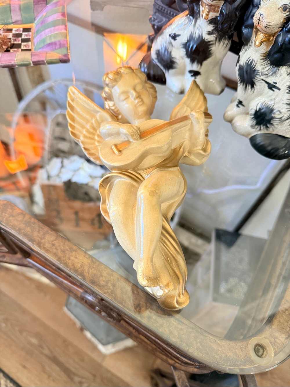 1960’s Gold and Cream Plaster Angel Cherub Wall Art Sculpture Plaque - Picture 13 of 15